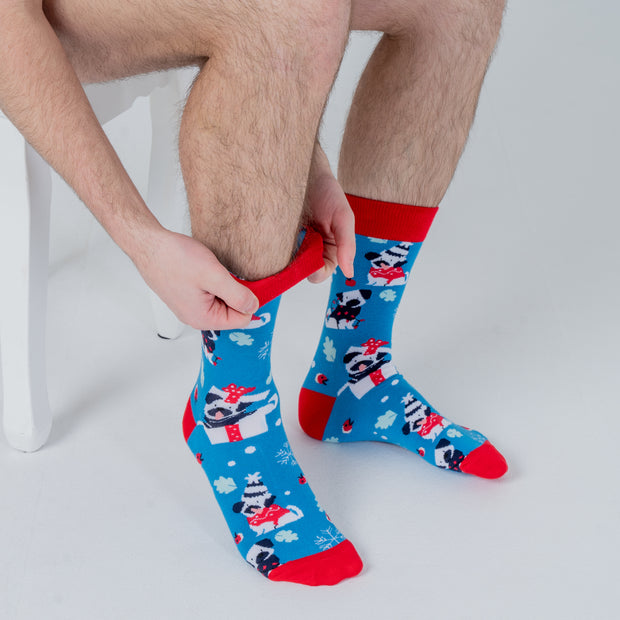 Christmas Print Socks Pug