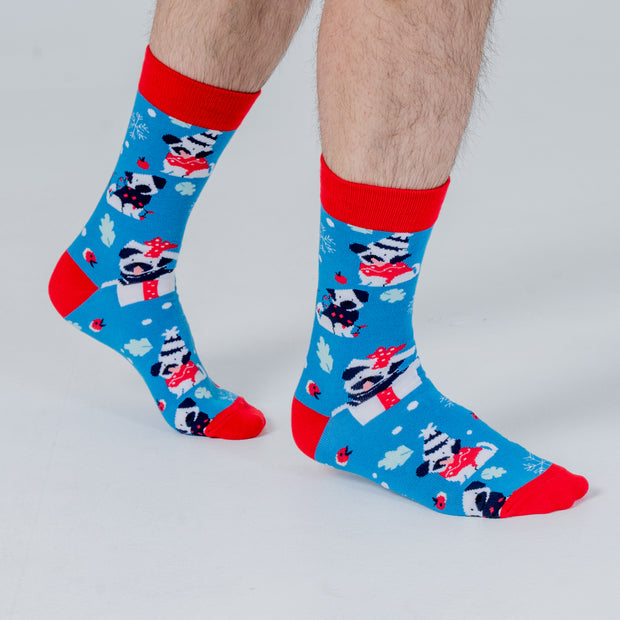 Christmas Print Socks Pug
