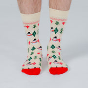 Christmas Print Socks Beige