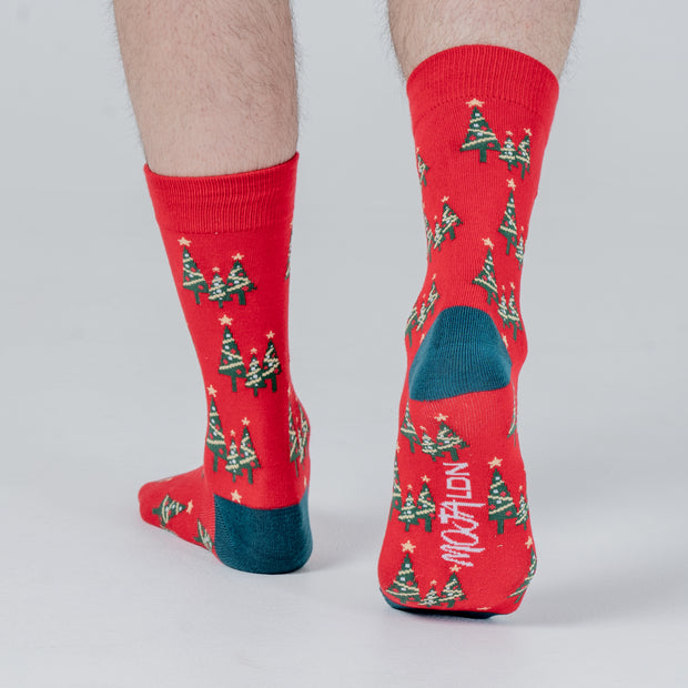 Christmas Print Socks Trees