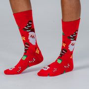 Christmas Print Socks Santa Red