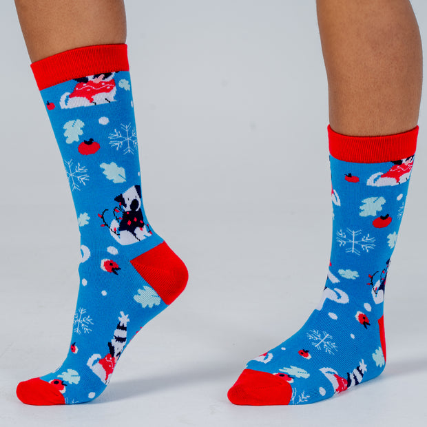 Christmas Print Socks Pug